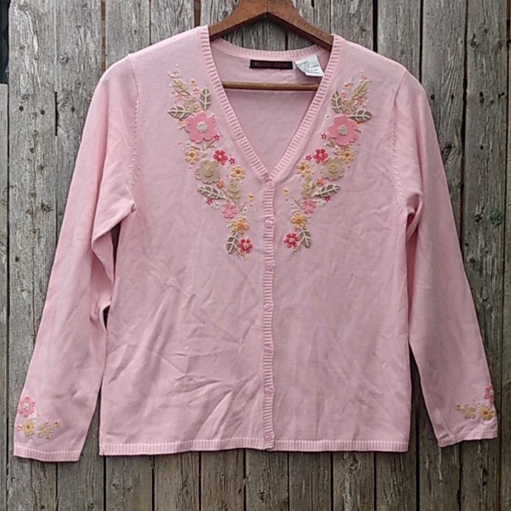 Blaine Trump pink emb sweater